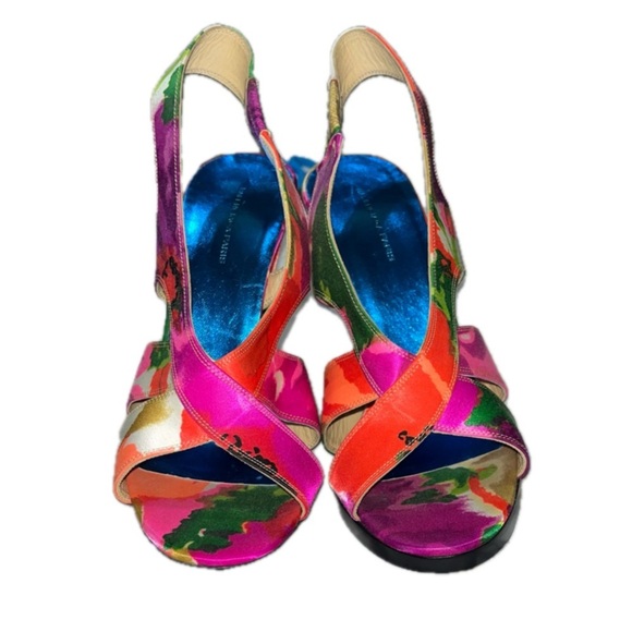 Balenciaga Shoes - Balenciaga Paris Multicolor Satin Slingback OpenToe Sandals EU39.5 US9